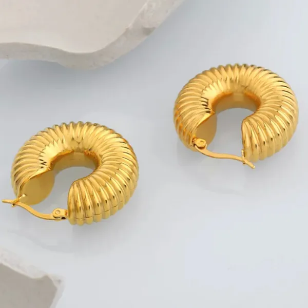 Refined Spiral Gold Huggie Hoop Earrings