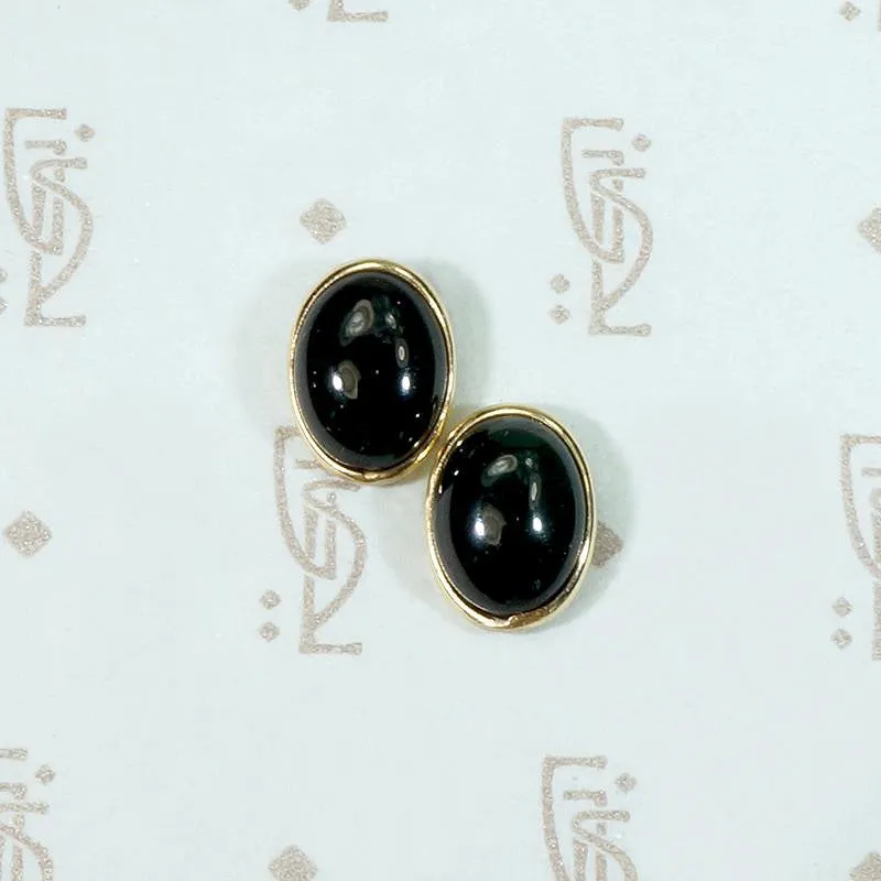 Refined Vintage Onyx & Gold Stud Earrings
