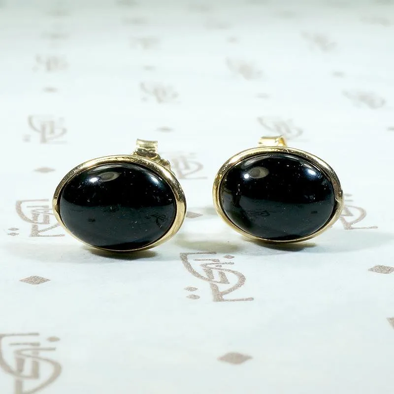 Refined Vintage Onyx & Gold Stud Earrings