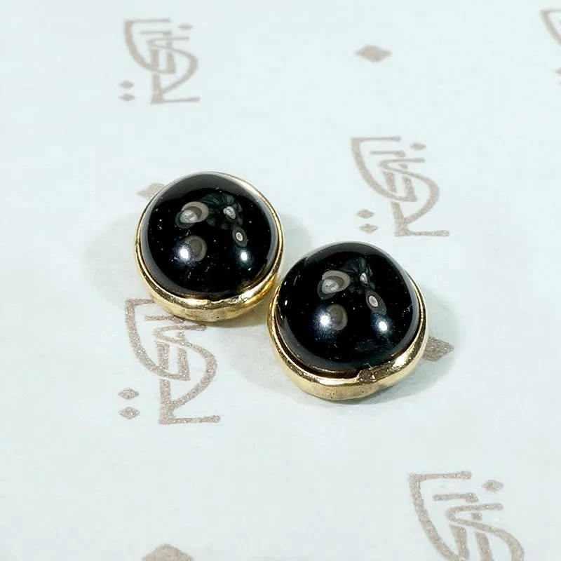 Refined Vintage Onyx & Gold Stud Earrings