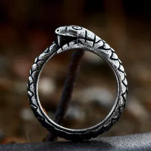 Retro Ouroboros Stainless Steel Snake Ring