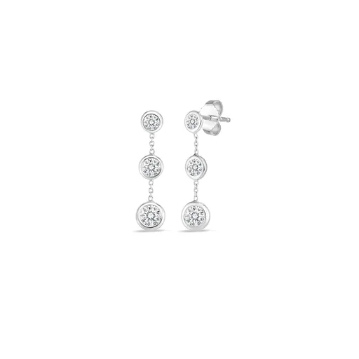 Roberto Coin 18KW Diamond Bezel Drop Earrings