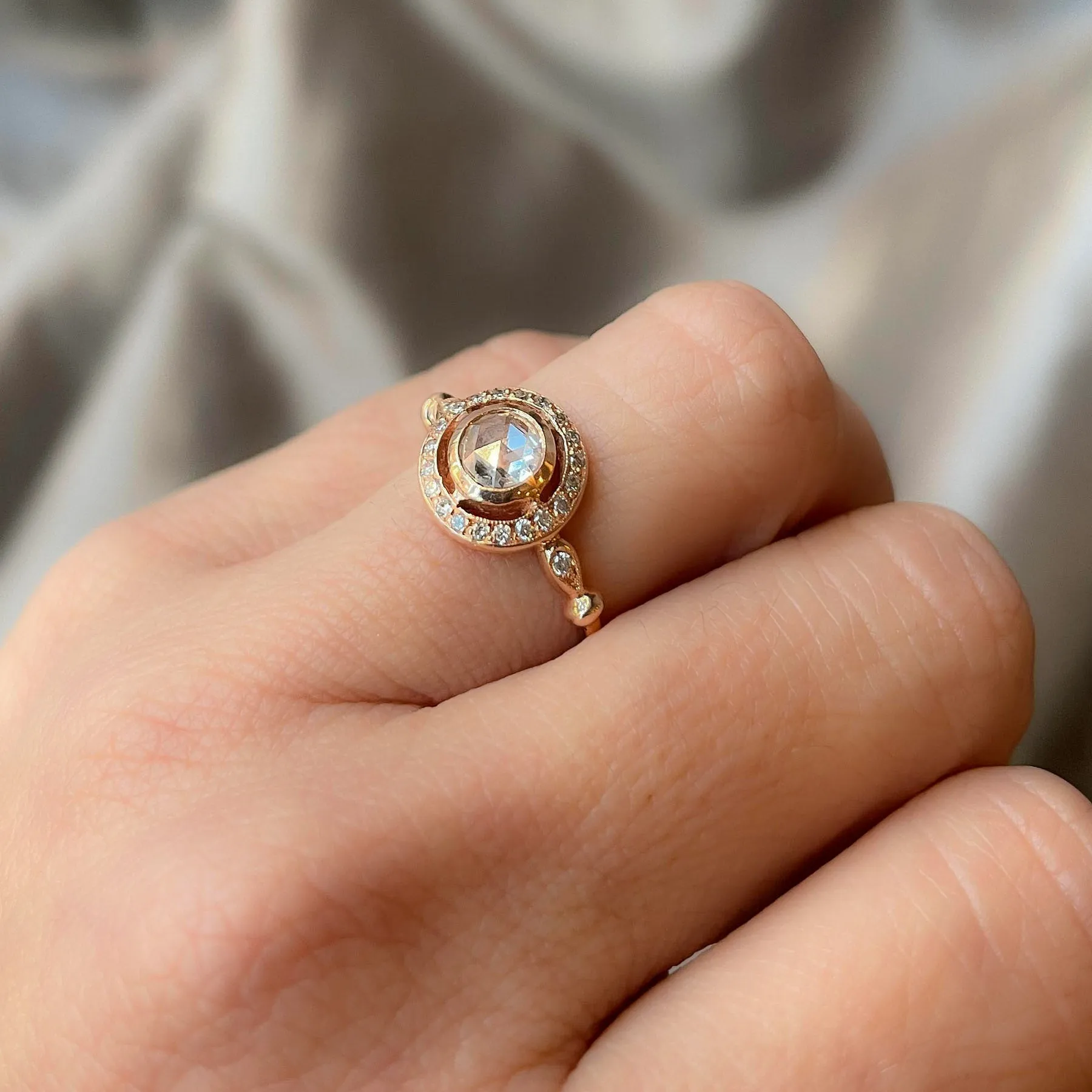 Rose Cut Halo Ring
