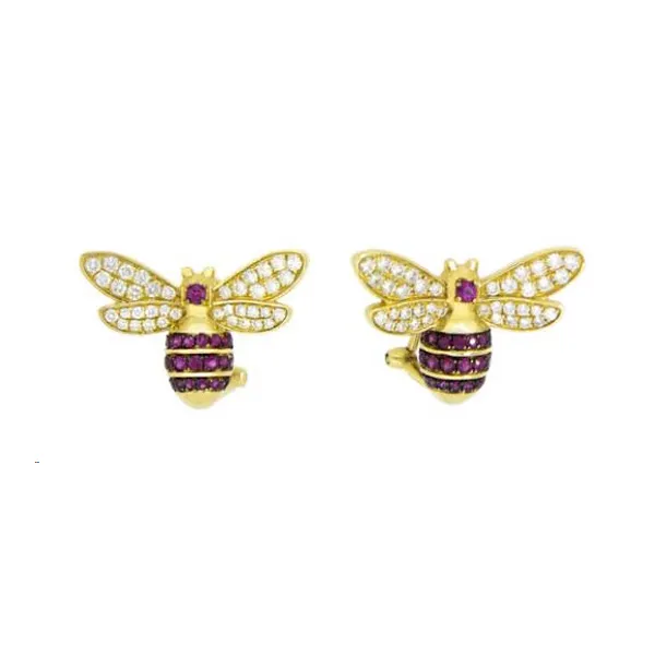 Royal Collection Diamond & Ruby Bee Earrings