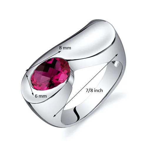 Ruby Oval Cut Sterling Silver Ring Size 5