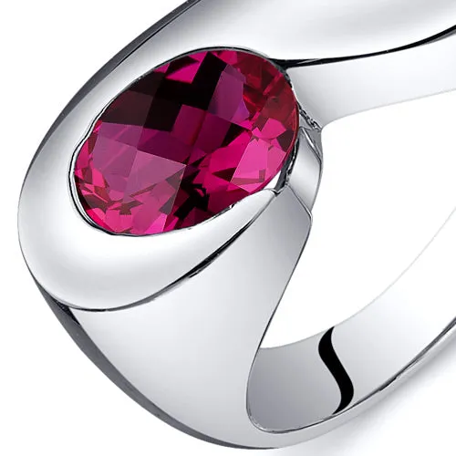 Ruby Oval Cut Sterling Silver Ring Size 5