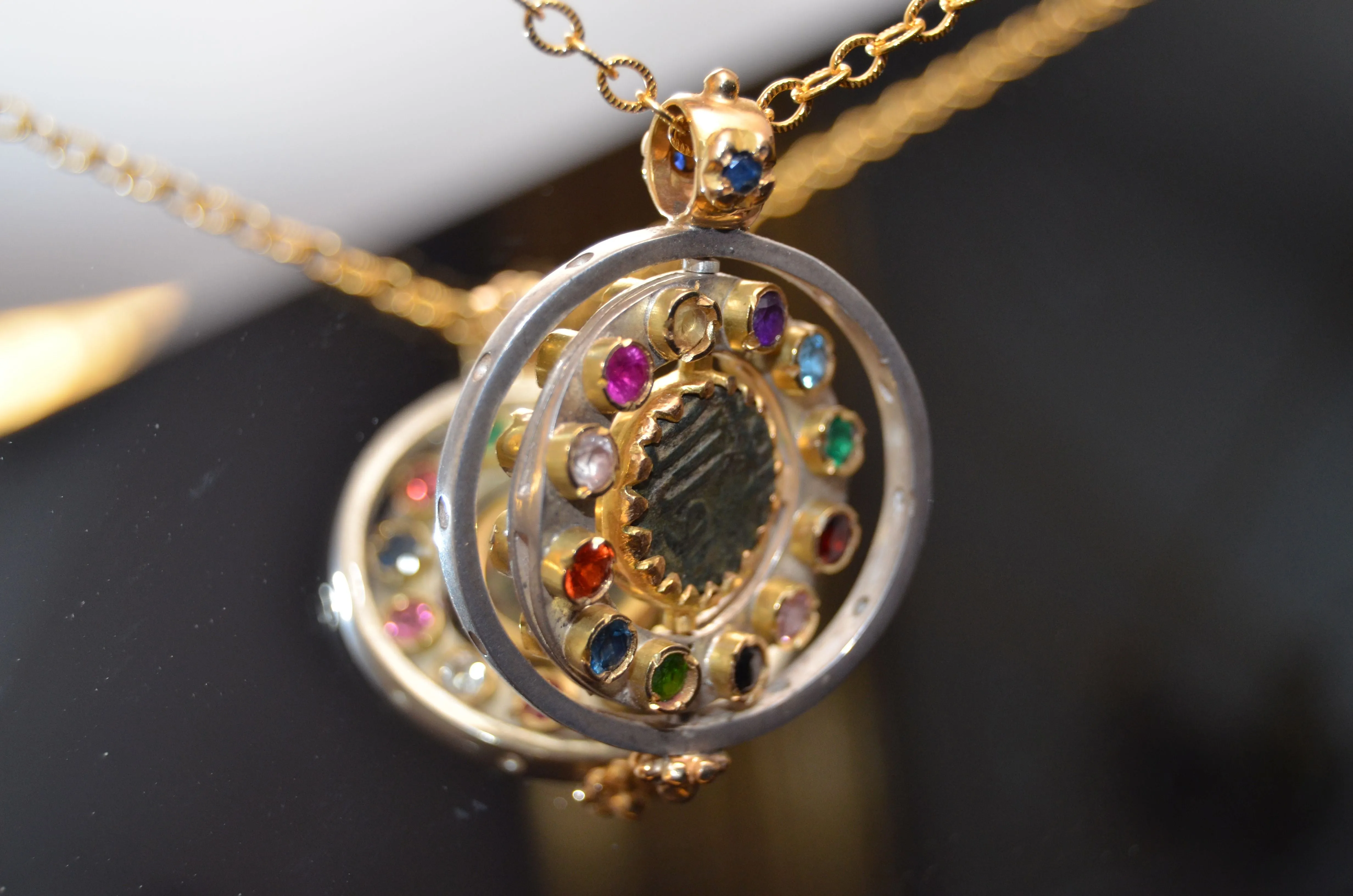 Silver and Gold Gemstone Pendant