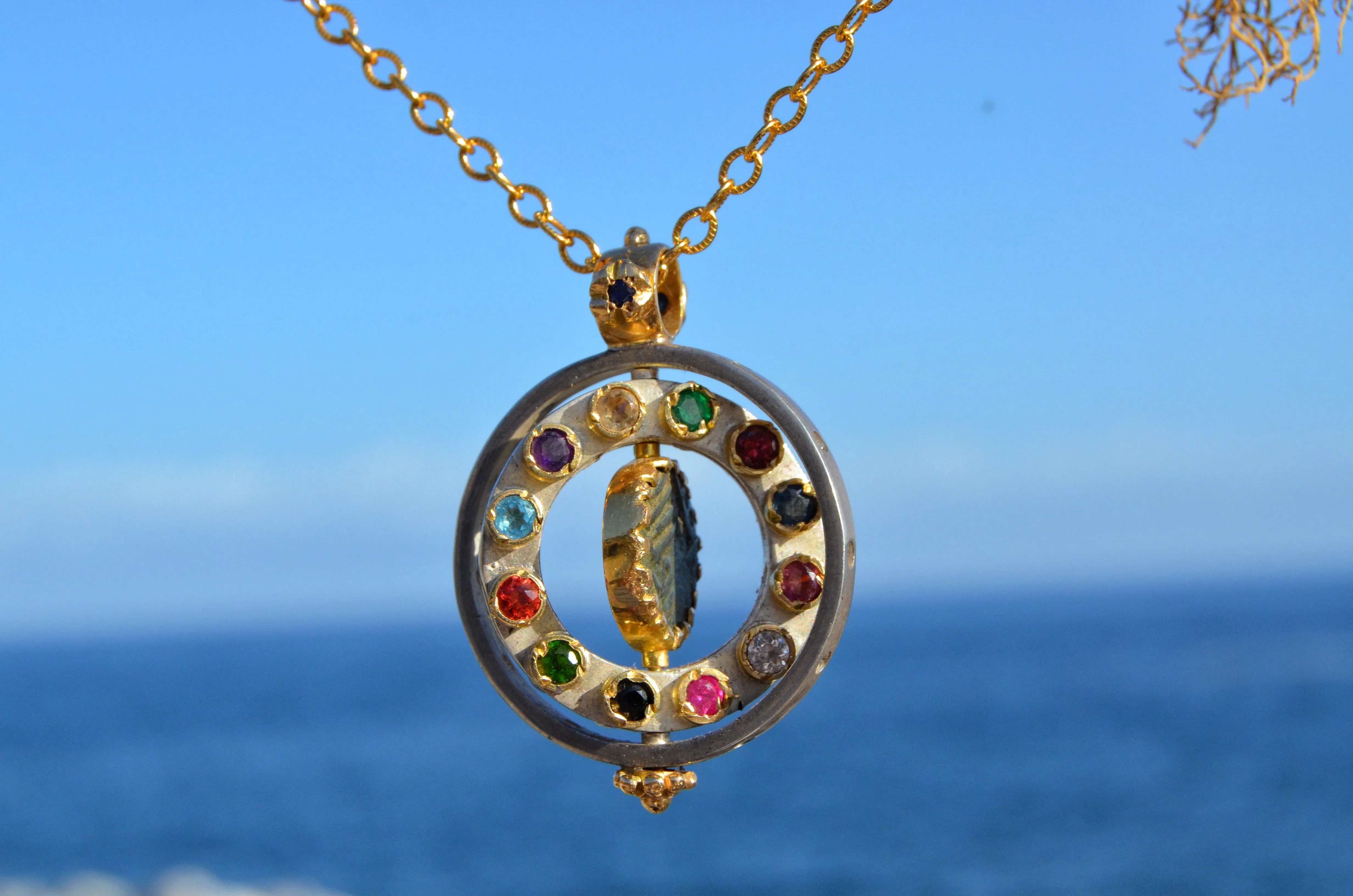 Silver and Gold Gemstone Pendant