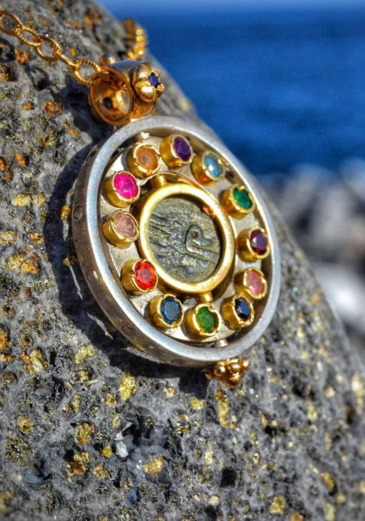 Silver and Gold Gemstone Pendant