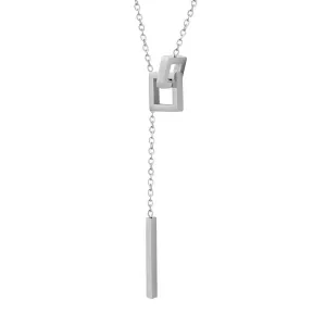 Silver Edge Lariat Necklace