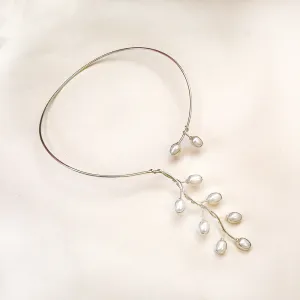 Silver Pearl Collar Necklace