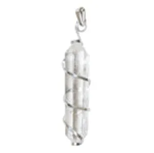 Silver Twist Pendant - Clear Quartz