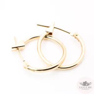 Small 12mm Clasp Lock Hoop Earrings - 14k