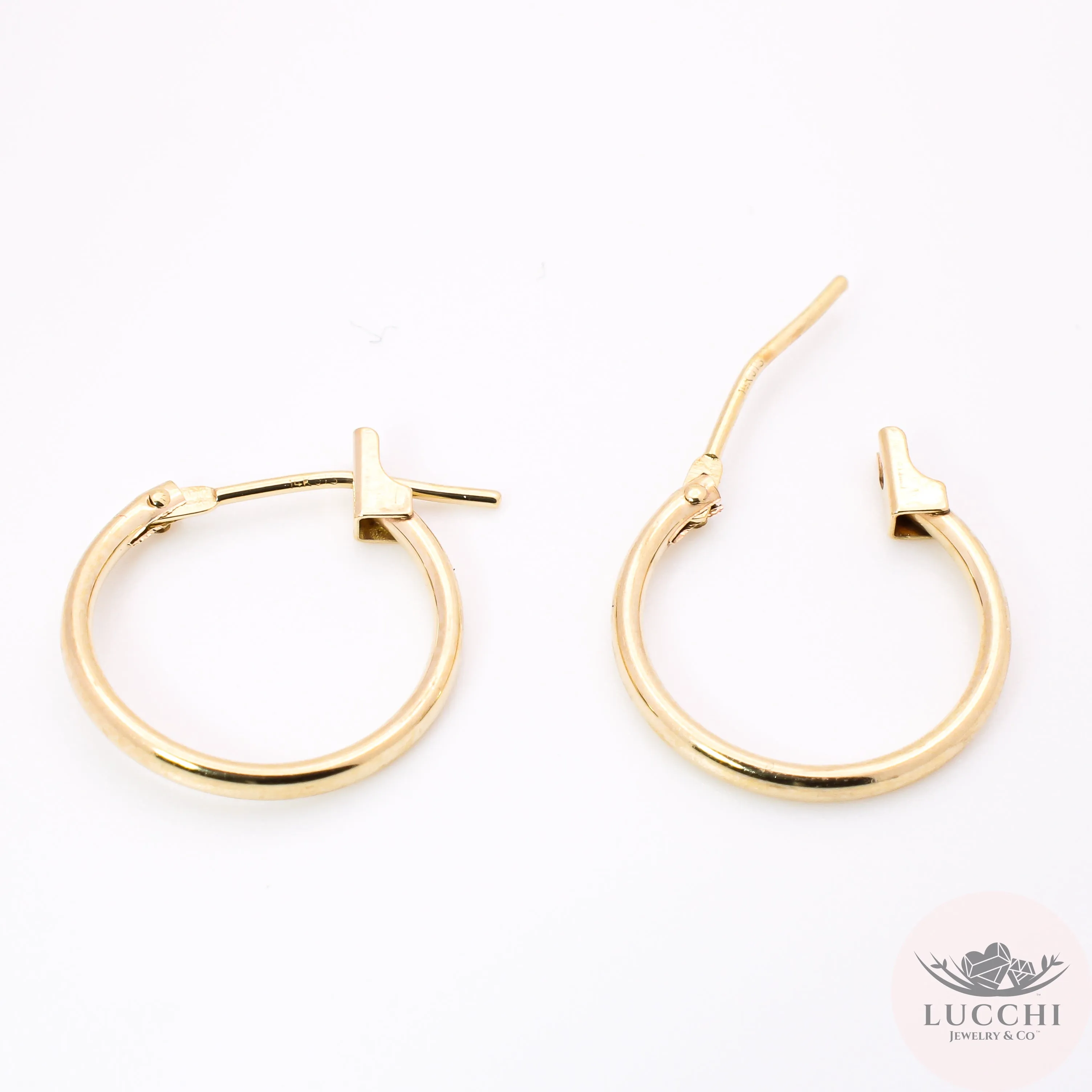 Small 12mm Clasp Lock Hoop Earrings - 14k