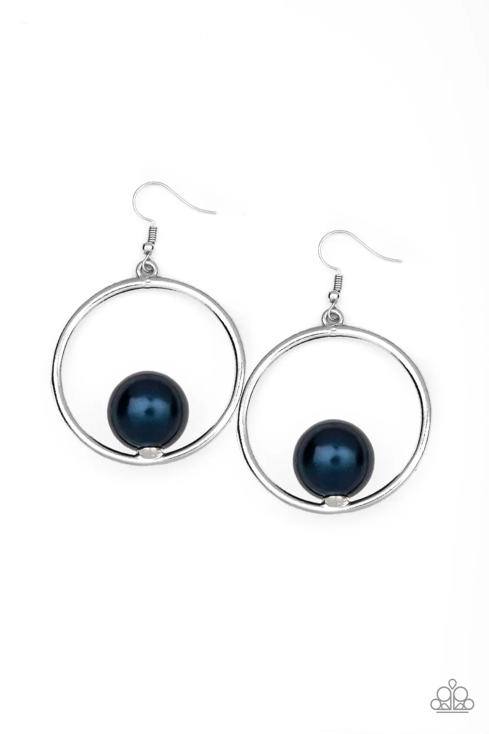 Solitaire REFINEMENT - Blue Earrings  - Hoop- Paparazzi