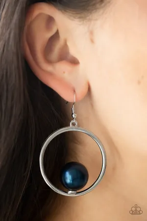 Solitaire REFINEMENT - Blue Earrings  - Hoop- Paparazzi