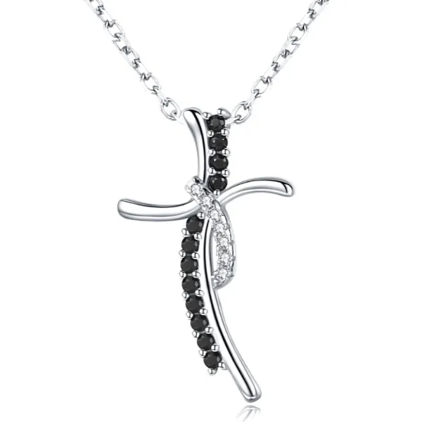 Sophisticated Black & White Sterling Silver Cross Necklaces
