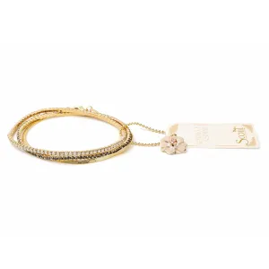 Sparkle & Shine Rhinestone Bracelet Trio - Light Gray Opal/Gold