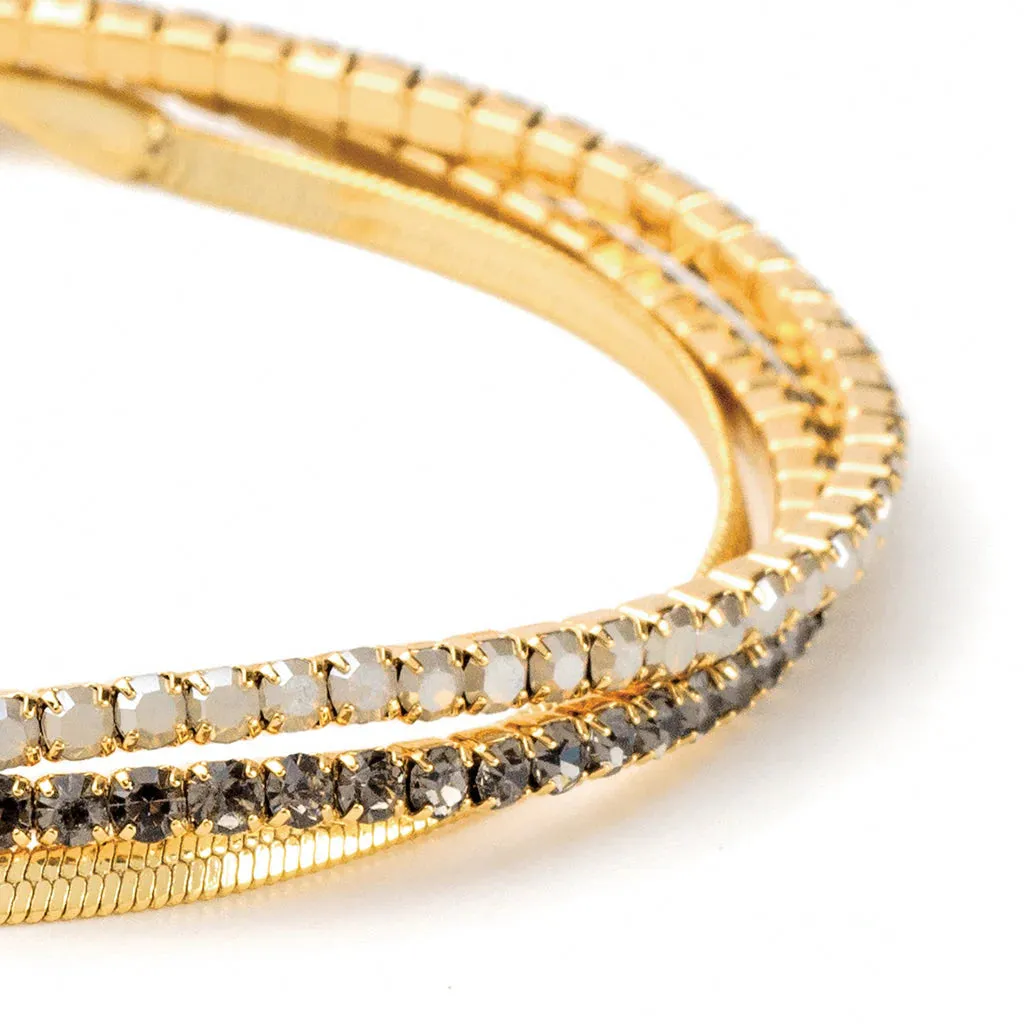 Sparkle & Shine Rhinestone Bracelet Trio - Light Gray Opal/Gold