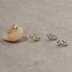 Square Stone Hoop Earrings