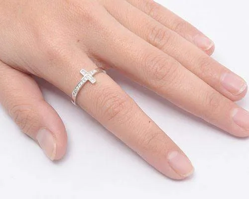 Sterling Silver and CZ Cross Ring