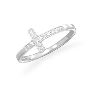 Sterling Silver and CZ Cross Ring