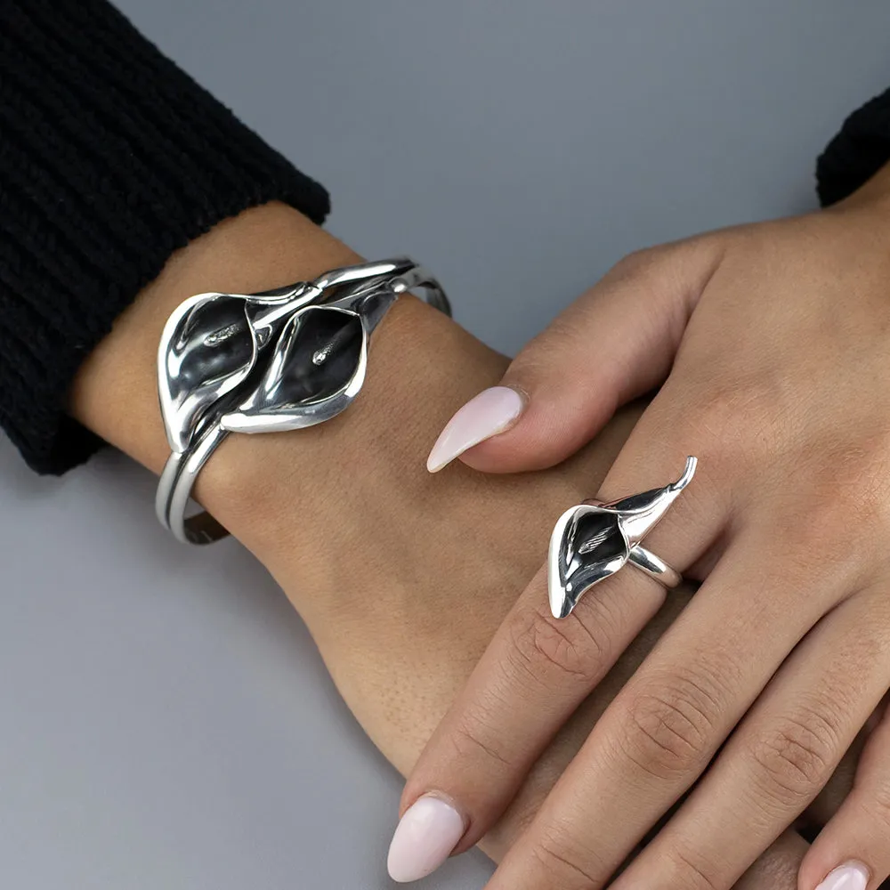 Sterling Silver Calla Lily Cuff Bracelet