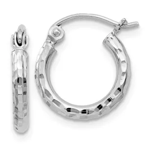 Sterling Silver Diamond Cut Classic Round Hoop Earrings 12mm x 2mm