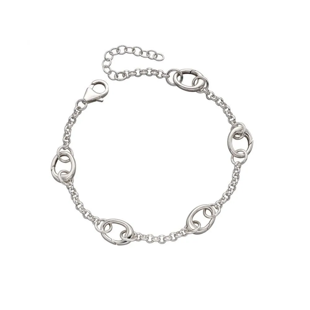 Sterling Silver Five Charm Carrier Bracelet