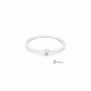 Sterling Silver Tear Drop Shape CZ Ring