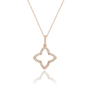 Suzy Levian 14K Rose Gold .30ttw Diamond Clover Pendant