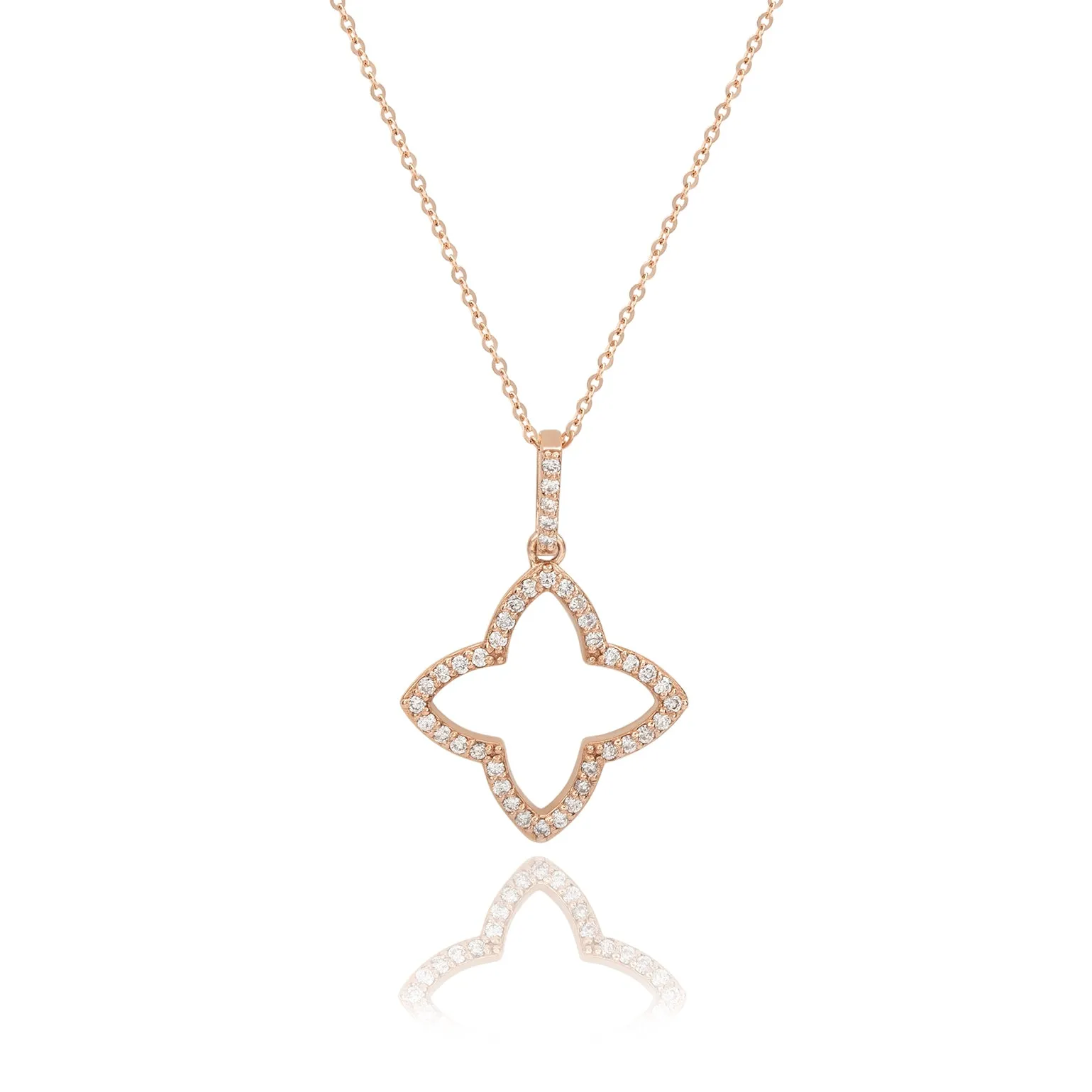 Suzy Levian 14K Rose Gold .30ttw Diamond Clover Pendant