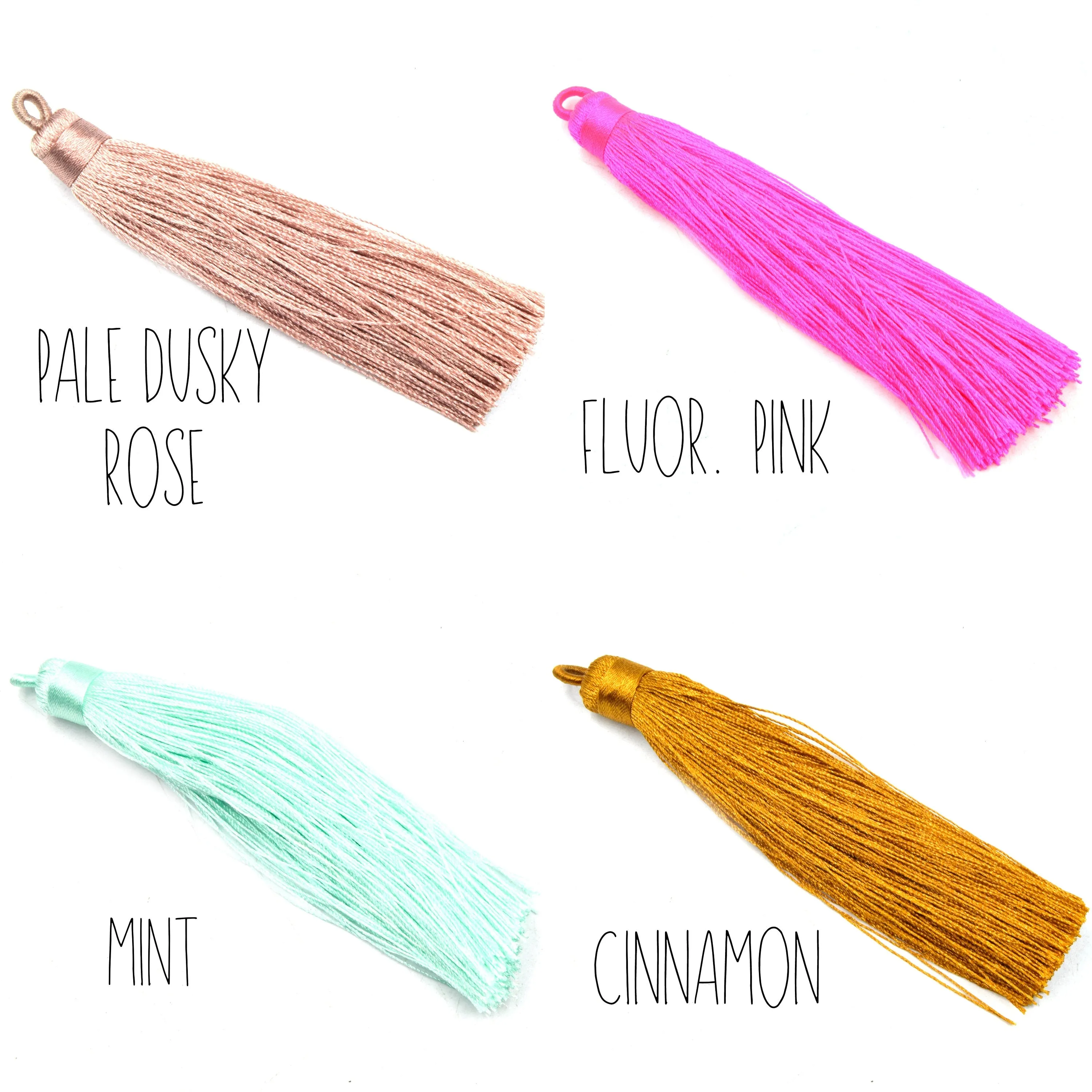 Tassel Pendants | 4 inch Silky Wrap Cap Threaded Tassels | Mala Tassel