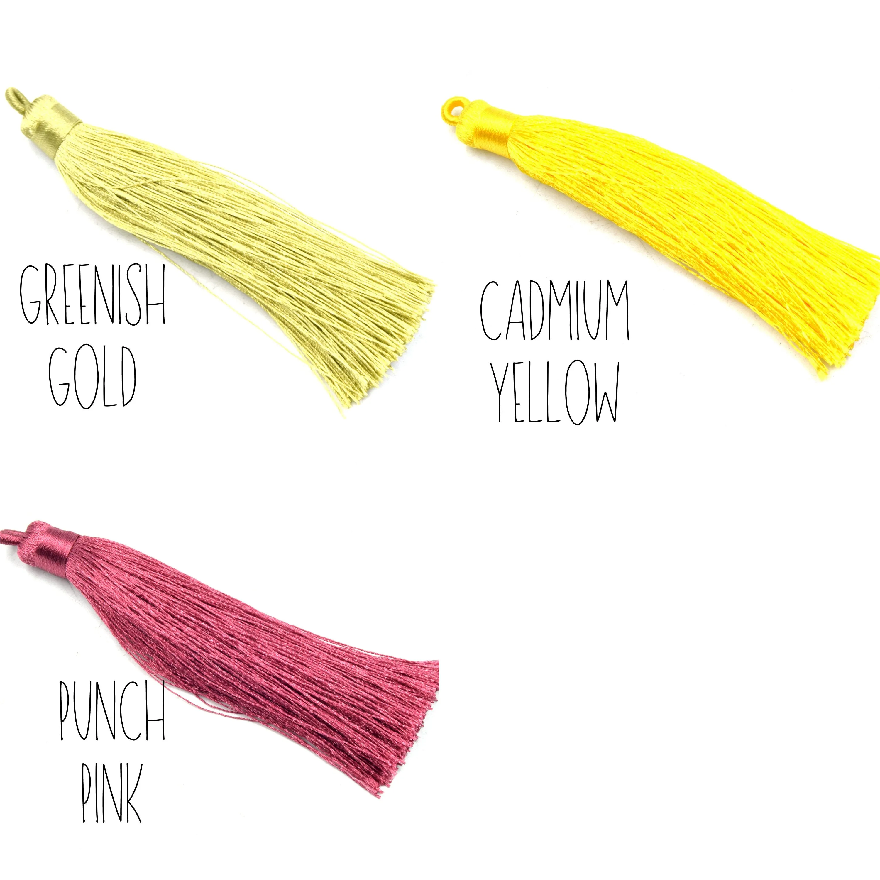 Tassel Pendants | 4 inch Silky Wrap Cap Threaded Tassels | Mala Tassel