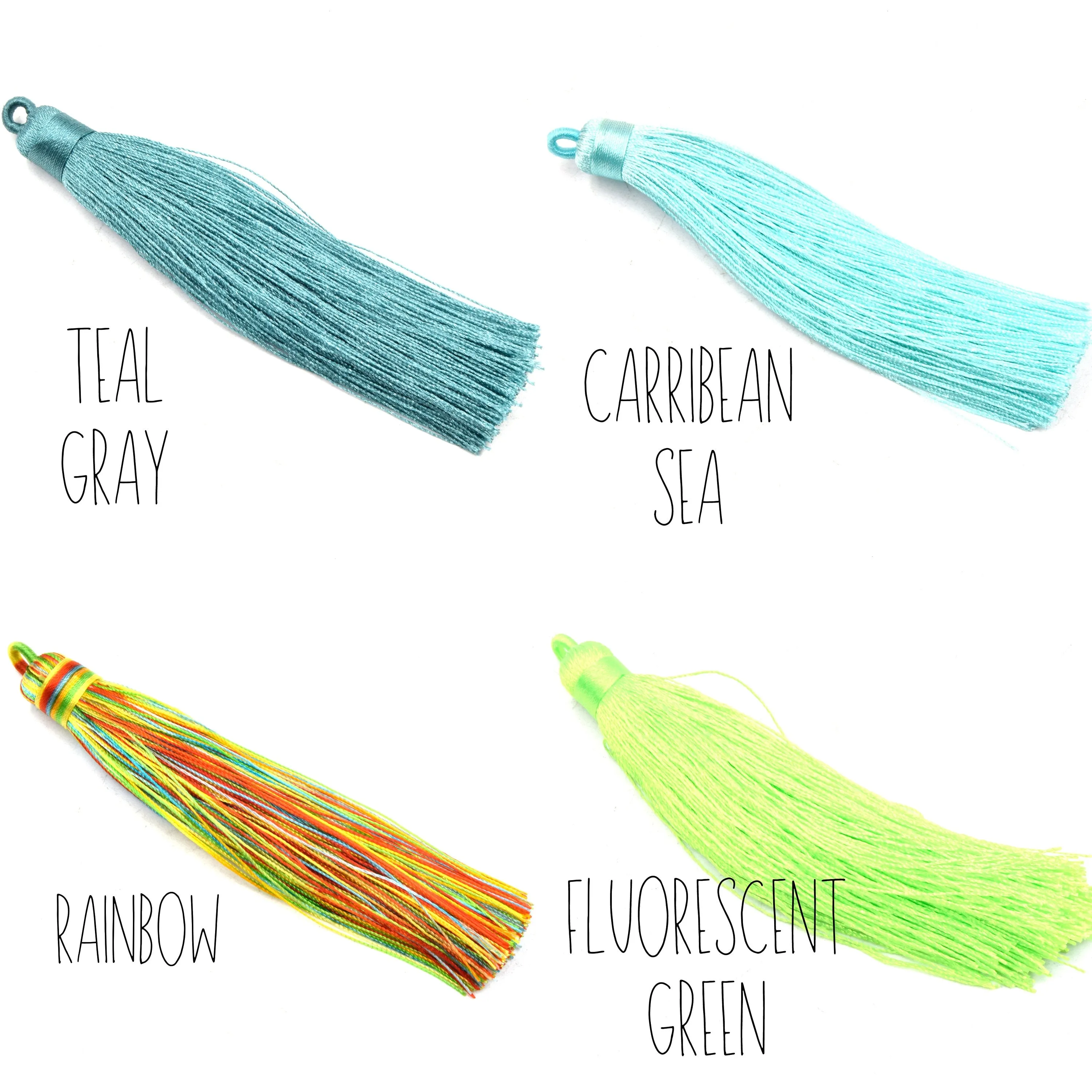 Tassel Pendants | 4 inch Silky Wrap Cap Threaded Tassels | Mala Tassel