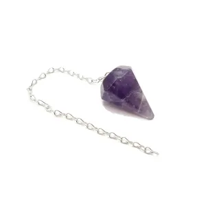 Teeth Amethyst Pendulum Pendant Healing Point Approx 35x20mm with 4" Chain