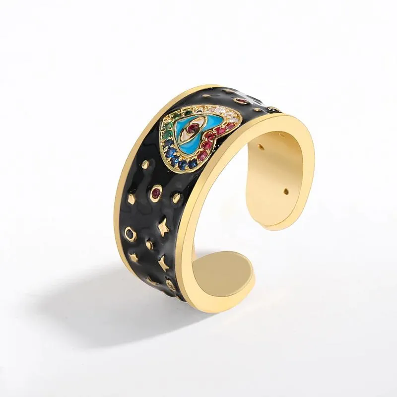 Trendy Hippie Bright-Colored Rhinestone Lucky Eyes Rings