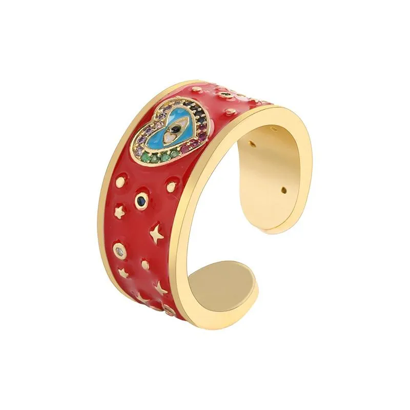 Trendy Hippie Bright-Colored Rhinestone Lucky Eyes Rings