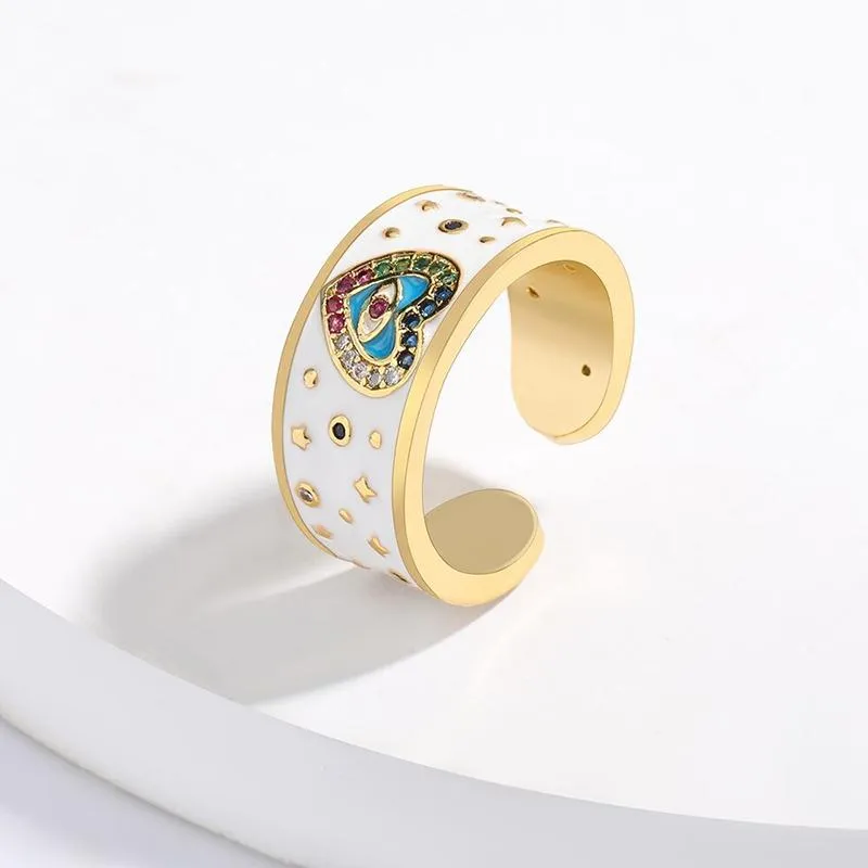 Trendy Hippie Bright-Colored Rhinestone Lucky Eyes Rings