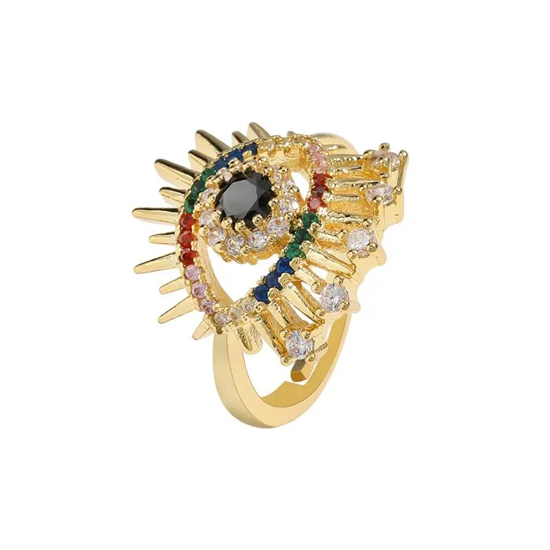 Trendy Hippie Bright-Colored Rhinestone Lucky Eyes Rings