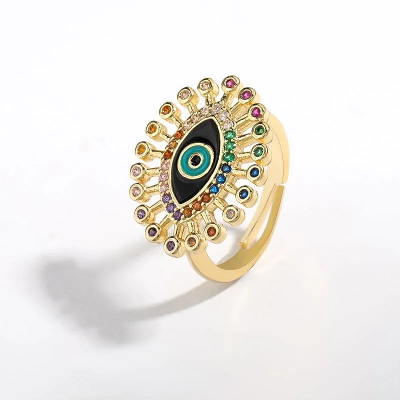 Trendy Hippie Bright-Colored Rhinestone Lucky Eyes Rings