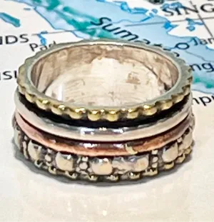 Tri-Metal Sterling Silver Spinner Ring - Rajasthan, India