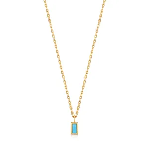 Turquoise Drop Pendant Gold Necklace