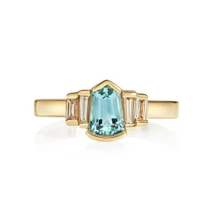 Uma Aquamarine Champagne Ring