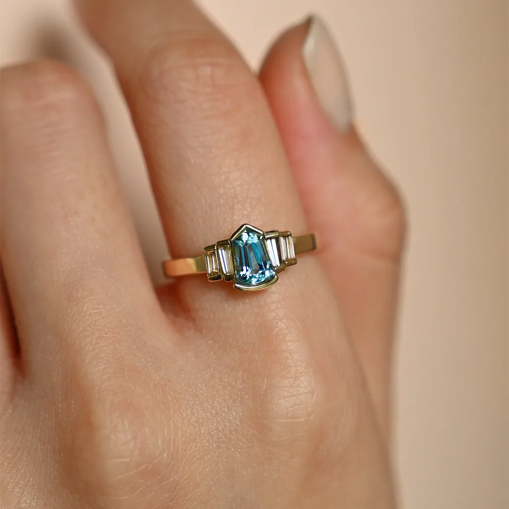 Uma Aquamarine Champagne Ring