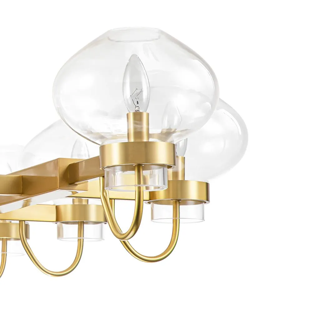 Unique 8-Light Clear Jellyfish Glass Linear Chandelier