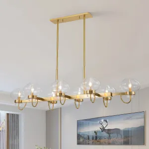 Unique 8-Light Clear Jellyfish Glass Linear Chandelier
