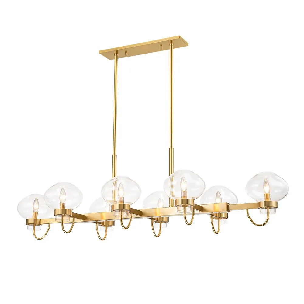 Unique 8-Light Clear Jellyfish Glass Linear Chandelier
