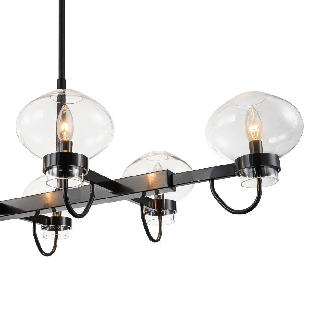 Unique 8-Light Clear Jellyfish Glass Linear Chandelier