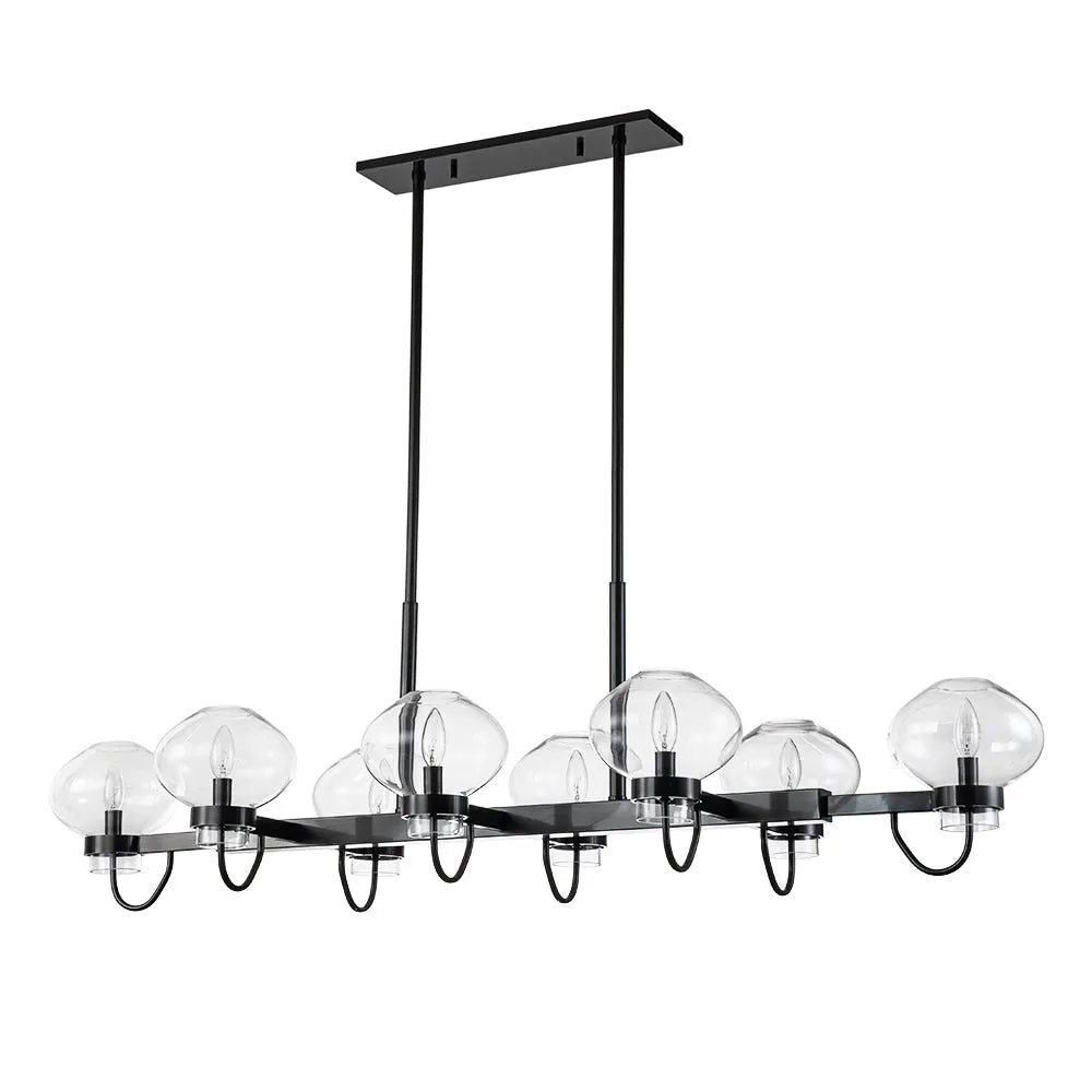 Unique 8-Light Clear Jellyfish Glass Linear Chandelier
